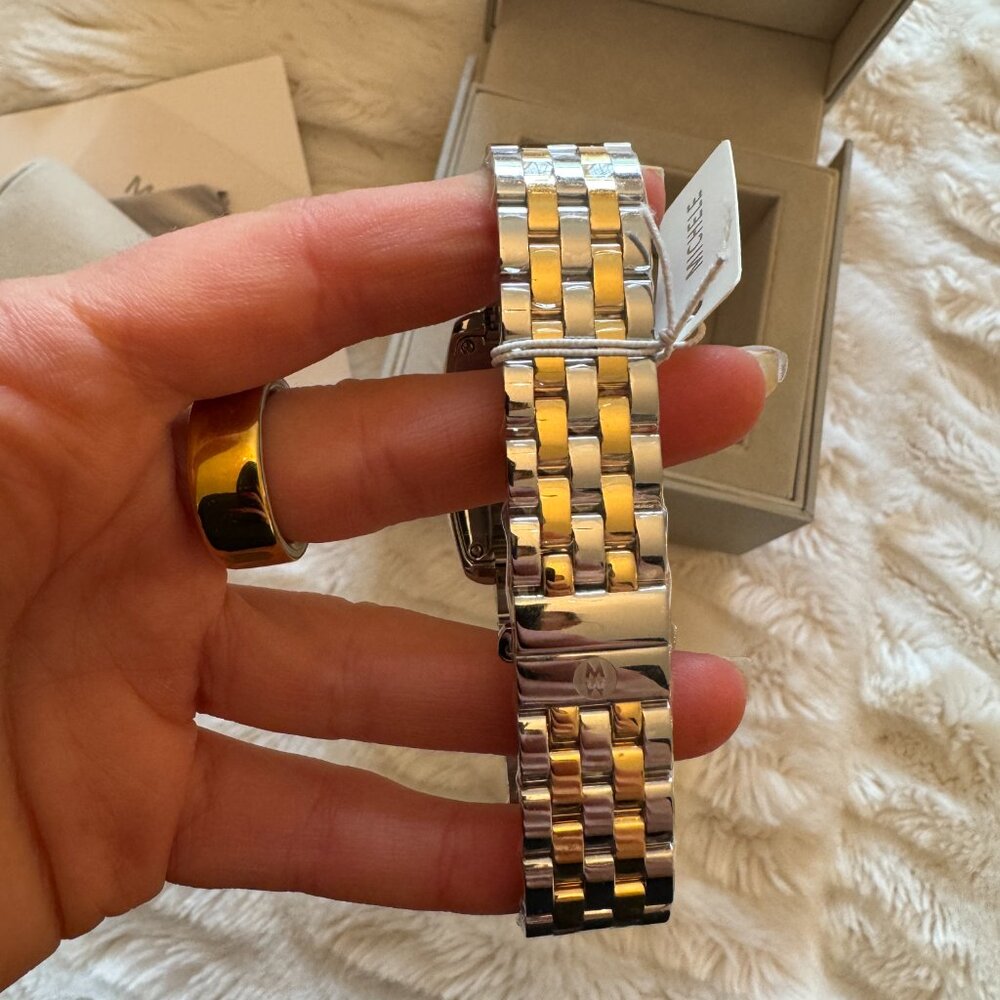 NWT Michele Urban Mini Two-Tone 18K Gold Plated Watch - Picture 8 of 14